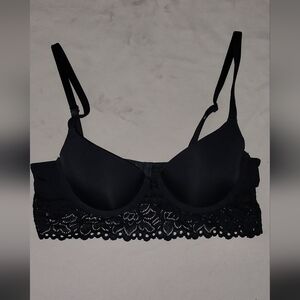 Aerie Black Lace Trim Bra 34A